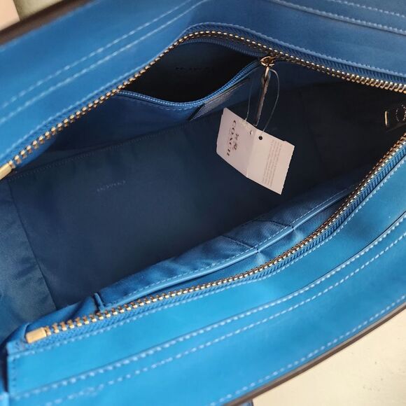 Coach Swagger Pebble Leather Tote In Denim - Picture 10 of 16